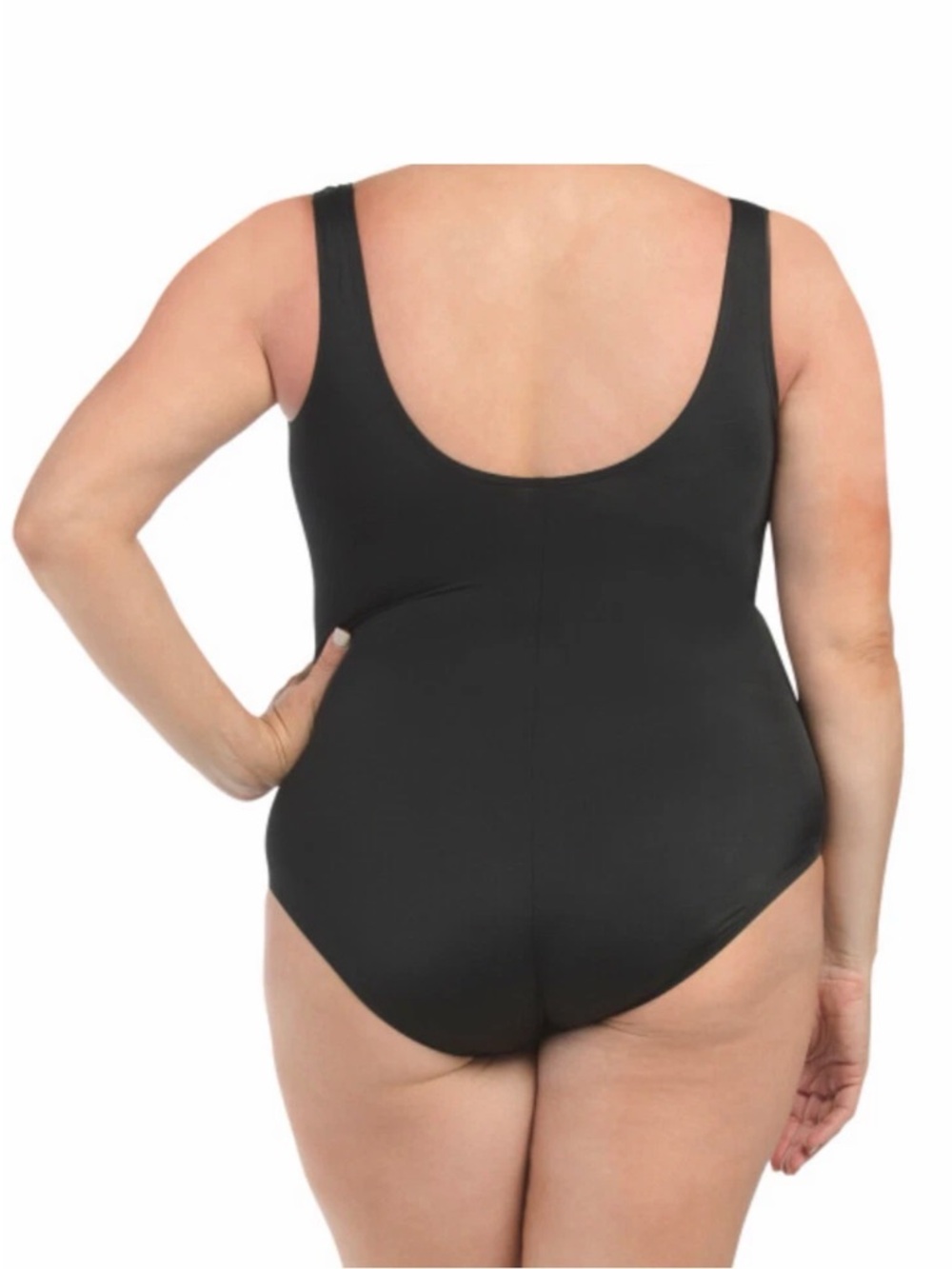 Longitude Black One-Piece Swimsuit with White Accent Stripes - Picture 6 of 6